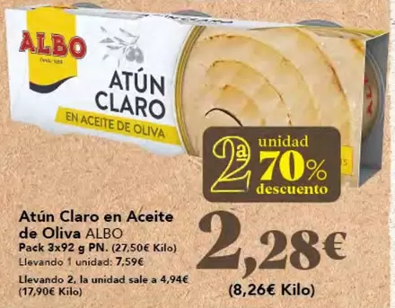 Oferta de Albo - Atun Claro En Aceite De Oliva por 7,59€ en Gadis