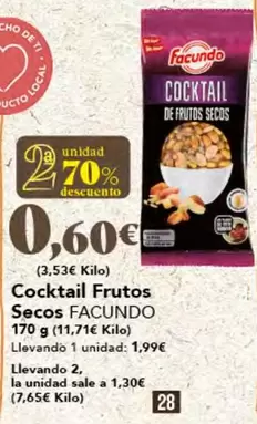 Oferta de Facundo - Cocktail Frutos Secos por 1,99€ en Gadis