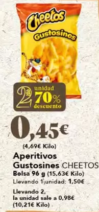 Oferta de Cheetos - Aperitivos Gustosines por 0,45€ en Gadis