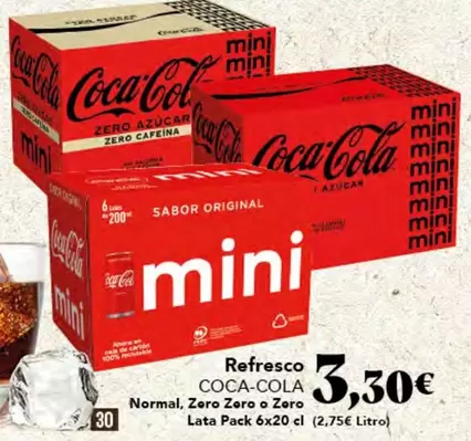 Oferta de Coca-Cola - Refresco Normal, Zero Zero O Zero por 3,3€ en Gadis