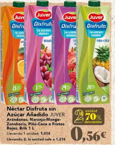 Oferta de Juver - Néctar Disfruta Sin Azúcar Añadido por 1,85€ en Gadis