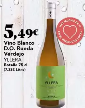 Oferta de Yllera - Vino Blanco D.o. Rueda Verdejo por 5,49€ en Gadis