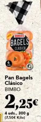 Oferta de Bimbo - Pan Bagels Clasico por 2,25€ en Gadis