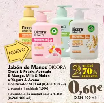 Oferta de Dicora - Jabón De Manos por 1,99€ en Gadis