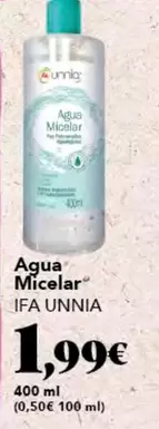 Oferta de Ifa unnia - Agua Micelar por 1,99€ en Gadis