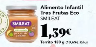 Oferta de Smileat - Alimento Infantil Tres Frutas Eco por 1,39€ en Gadis