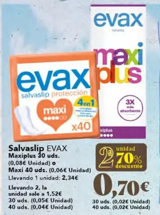 Oferta de Evax - Salvaslip por 2,34€ en Gadis