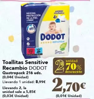 Oferta de Dodot - Toallitas Sensitive Recambio por 8,99€ en Gadis