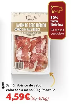 Oferta de Realvalle - Jamon Iberico De Cebo por 4,59€ en Lidl