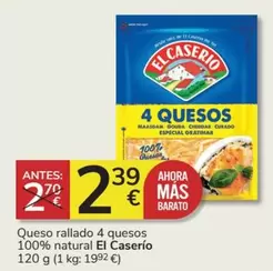 Oferta de El Caserío - Queso Rallado 4 Quesos 100% Natural por 2,39€ en Consum