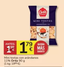 Oferta de Ortiz - Mini Tostas Con Arandanos por 1,79€ en Consum