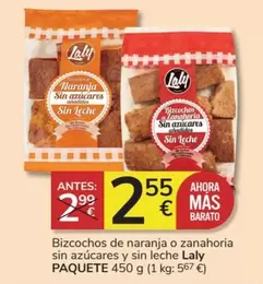 Oferta de Mas - Bizcochos De Naranja O Zanahoria Sin Azucares Y Sin Leche por 2,55€ en Consum