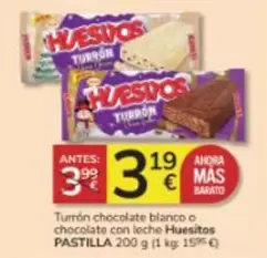 Oferta de Mas - Turrón Chocolate Blanco O Chocolate Con Leche Huesitos por 3,19€ en Consum