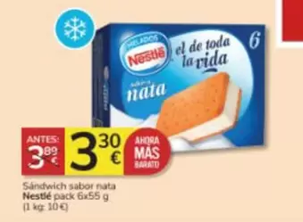 Oferta de Nestlé - Sandwich Sabor Nata por 3,3€ en Consum