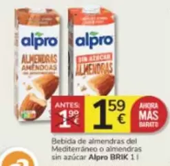 Oferta de Alpro - Bebida De Almendras Del Mediterraneo O Almendras Sin Azúcar por 1,59€ en Consum