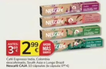 Oferta de Nescafé - Cafe Espresso India, Colombia Descafeinado, South Asia O Lungo Brazil por 2,99€ en Consum