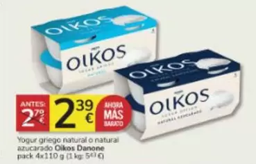 Oferta de OIKOS - Yogur Griego Natural O Natural Azucarado por 2,39€ en Consum