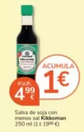 Oferta de Kikkoman - Salsa De Soja Con Menos Sal por 4,99€ en Consum