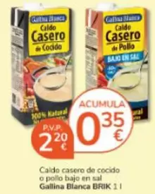 Oferta de Gallina Blanca - Caldo Casero De Cocido O Pollo Bajo En Sal por 2,2€ en Consum