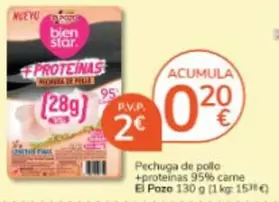 Oferta de El Pozo - Pechuga De Pollo +proteinas 95% Carne por 2€ en Consum