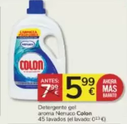 Oferta de Colon - Detergente Gel Aroma Nenuco 45 Lavados por 5,99€ en Consum