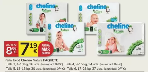 Oferta de Chelino - Pañal Bebé por 7,19€ en Consum