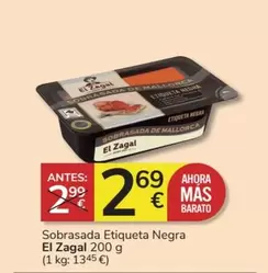 Oferta de El Zagal - Sobrasada Etiqueta Negra por 2,69€ en Consum