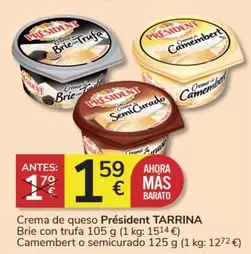 Oferta de Président - Crema De Queso Brie Con Trufa por 1,59€ en Consum