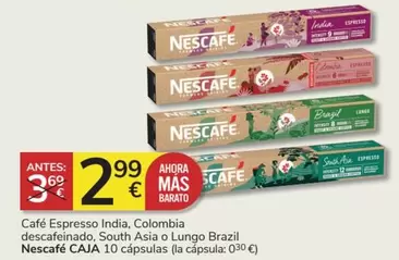 Oferta de Nescafé - Cafe Espresso India, Colombia Descafeinado, South Asia O Lungo Brazil por 2,99€ en Consum