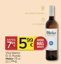 Oferta de Melior - Vino Blanco D.o. Rueda por 5,99€ en Consum