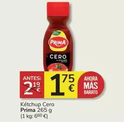 Oferta de Prima - Ketchup Cero por 1,75€ en Consum