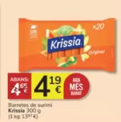 Oferta de Krissia - Barritas De Surimi por 4,19€ en Consum