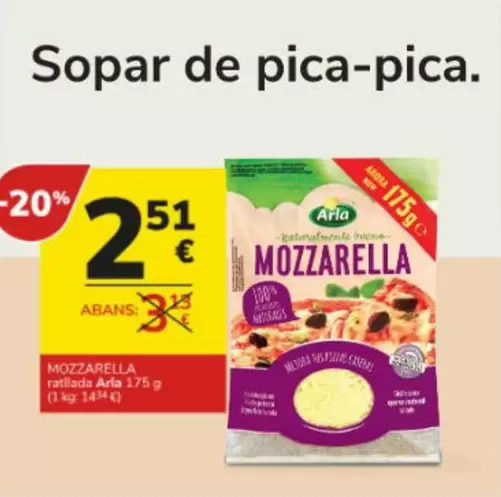 Oferta de Arla - Mozzarella Ratllada por 2,51€ en Consum