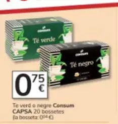 Oferta de Consum - Te Verde O Negre por 0,75€ en Consum