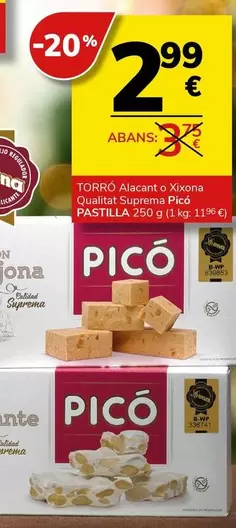 Oferta de Suprema - Torró O Qiaitas Superna Pico por 2,99€ en Supermercados Charter