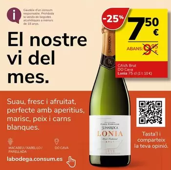 Oferta de Consum - Vi Del Mes por 7,5€ en Supermercados Charter