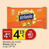 Oferta de Krissia - Barretes De Surimi por 4,19€ en Supermercados Charter