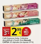 Oferta de Nescafé - Capsa Cafe Espresso India, Colòmbia Descafeïnat O South Asia por 2,99€ en Supermercados Charter