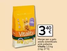 Oferta de Vitality - Menjar Per A Gats Adults Esterilitzats Amb Pollastre por 3,4€ en Supermercados Charter