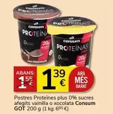 Oferta de Consum - Postres Proteines Plus 0% Sucres Afegits Vainilla O Xocolata por 1,39€ en Supermercados Charter