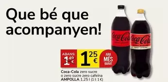 Oferta de Coca-Cola - Zero Sucre O Zero Sucre Zero Cafeina por 1,25€ en Supermercados Charter