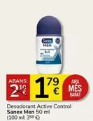 Oferta de Sanex - Desodorant Active Control Men por 1,79€ en Supermercados Charter