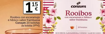 Oferta de Consum - Rooibos Con Escaramijo E Hibisco Sabor Frambuesa por 1,15€ en Supermercados Charter