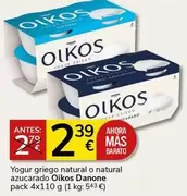 Oferta de OIKOS - Yogur Griego Natural O Natural Azucarado por 2,39€ en Supermercados Charter