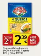 Oferta de El Caserío - Queso Rallado 4 Quesos 100% Natural por 2,39€ en Supermercados Charter