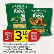 Oferta de Rana - Pasta Fresca Rellena De Ricotta Y Espinacas O Calabaza Y Cebolla por 3,1€ en Supermercados Charter