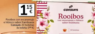 Oferta de Consum - Rooibos Con Escaramijo E Hibisco Sabor Frambuesa por 1,15€ en Supermercados Charter