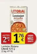 Oferta de Litoral - Lentejas Riojana por 1,76€ en Supermercados Charter