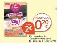 Oferta de El Pozo - Pechuga De Pollo +proteinas 95% Carne por 2€ en Supermercados Charter