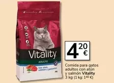 Oferta de Vitality - Comida Para Gatos Adultos Con Atun Y Salmon por 4,2€ en Supermercados Charter